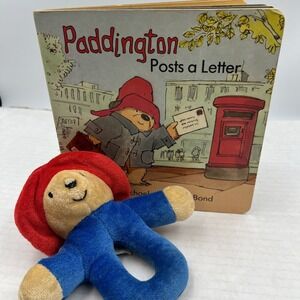 Eden Paddington Bear Rattle Plush Grabber Ring Stuffed Animal Toy & Book Vintage